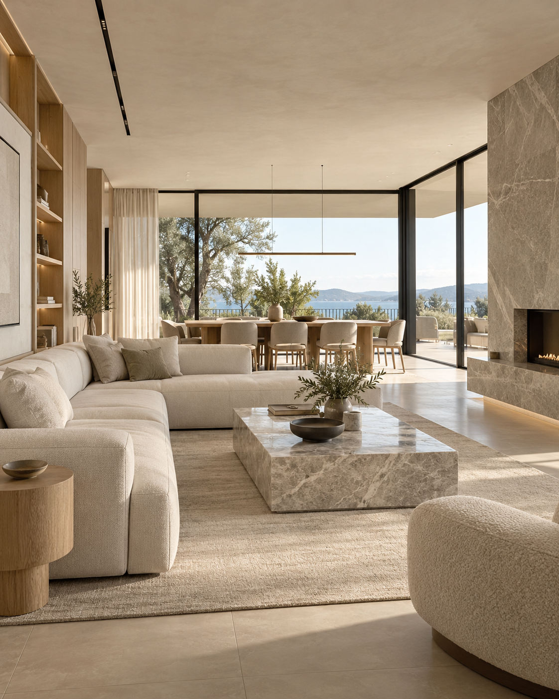 Interior reformado con grandes ventanales y acabados contemporáneos